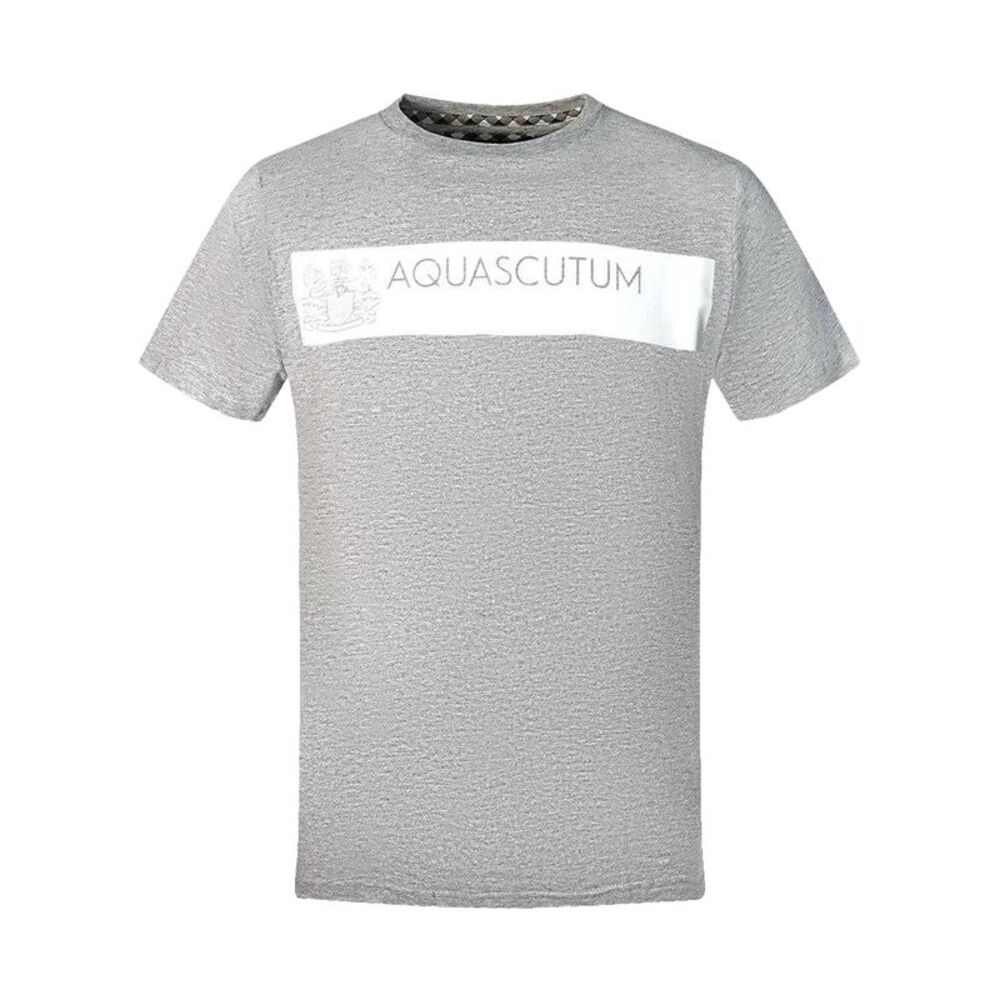 Aquascutum Mens Block Logo T-Shirt / Gray